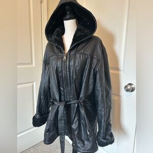 Wilsons Leather Black Hooded Jacket